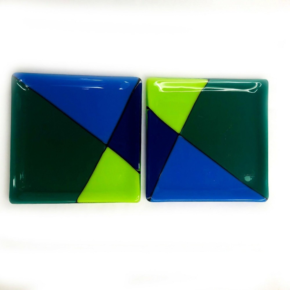 2 Art Glass Trinket Dish Decor Australian Artist Roger Buddle Signed